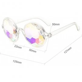 Round Kaleidoscope Glasses Rainbow Prism Festival Sunglasses Diffraction Goggles - Clear Frame - CT18H5DS8IN $9.27
