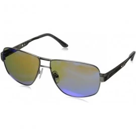 Round Classic HTG1024 C3 Polarized Rectangular Sunglasses - Shiny Silver - CX11OCMXCTZ $91.58