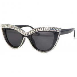 Cat Eye Cat Eye Sunglasses Bling Rhinestones Crystal Black Plastic Frame Eyewear - CN18TW233LW $17.78