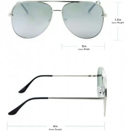 Aviator Classic Metal Frame Pilot Style Sunglasses - Silver - CK18M6C4STQ $9.67