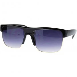 Rectangular Fashion Men's Sunglasses Half Top Rim Square Designer Frame - Black - CV11NIERTR9 $19.28