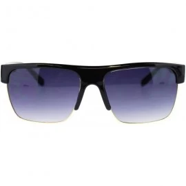 Rectangular Fashion Men's Sunglasses Half Top Rim Square Designer Frame - Black - CV11NIERTR9 $10.94