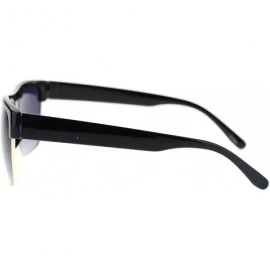 Rectangular Fashion Men's Sunglasses Half Top Rim Square Designer Frame - Black - CV11NIERTR9 $10.94