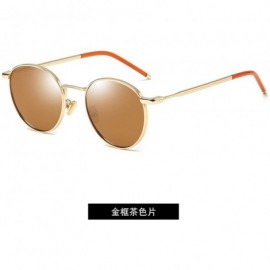 Shield Small Round Sunglasses Women Glasses Lady Luxury Mirror Retro Metal Sun Vintage Tiny Female - 1 - CO198A4235G $30.21