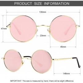 Round John Lennon Glasses - Small Round Polarized Sunglasses for Women Men Retro Circle Sun Glasses - Gold/Pink Mirror - CQ19...
