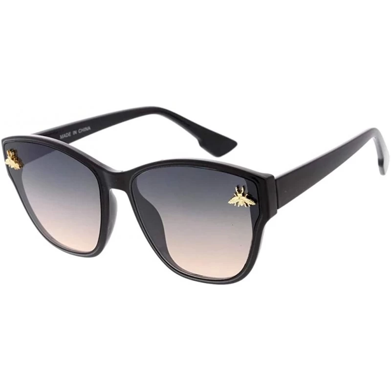 Square Retro Fashion Horn Tip Sophisticate Bee-Emblem Sunglasses H32 - Purple - CI1920349HT $8.91