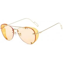 Goggle Female Vintage sunglasses Womens Goggles Fashion Classic Pilot Sunglasses for men - Champagne - CY18Y8AO3UL $22.66