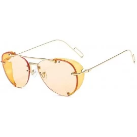 Goggle Female Vintage sunglasses Womens Goggles Fashion Classic Pilot Sunglasses for men - Champagne - CY18Y8AO3UL $9.19