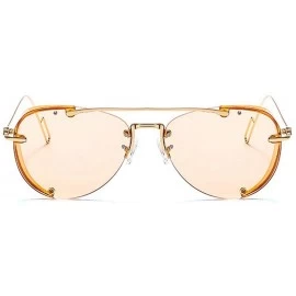 Goggle Female Vintage sunglasses Womens Goggles Fashion Classic Pilot Sunglasses for men - Champagne - CY18Y8AO3UL $9.19