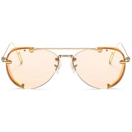 Goggle Female Vintage sunglasses Womens Goggles Fashion Classic Pilot Sunglasses for men - Champagne - CY18Y8AO3UL $22.66