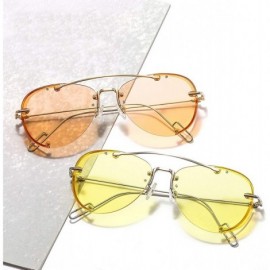 Goggle Female Vintage sunglasses Womens Goggles Fashion Classic Pilot Sunglasses for men - Champagne - CY18Y8AO3UL $26.03