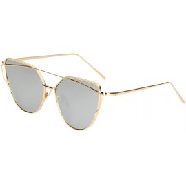 Shield Motorcycle Glasses-Women's Flat Lens Mirrored Metal Frame Glasses Oversized Cat Eye Sunglasses New - E - CD18XIXD9UI $...