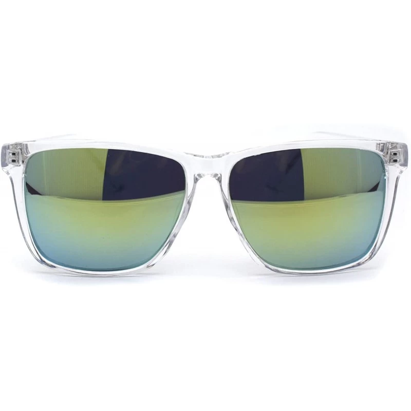 Sport Kush Color Mirror Large Clear Plastic Frame Sport Sunglasses - Yellow - CG12N75COY9 $10.26