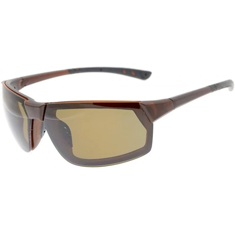 Rimless Polycarbonate Polarized TR90 Unbreakable Sport Sunglasses - Brown/Brown Lens - CT12O5CP24J $15.23