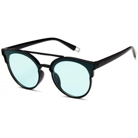 Cat Eye Women Fashion Round Cat Eye Sunglasses with Case UV400 Protection Beach - Black Frame/Green Lens - CH18WQID3GI $42.43