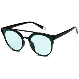 Cat Eye Women Fashion Round Cat Eye Sunglasses with Case UV400 Protection Beach - Black Frame/Green Lens - CH18WQID3GI $37.38