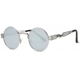 Round Sunglasses Steampunk Style Round Metal Frame Unisex Glasses AE0539 - Silver - C117YALTTCC $24.42