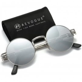 Round Sunglasses Steampunk Style Round Metal Frame Unisex Glasses AE0539 - Silver - C117YALTTCC $9.52
