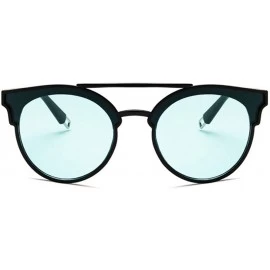 Cat Eye Women Fashion Round Cat Eye Sunglasses with Case UV400 Protection Beach - Black Frame/Green Lens - CH18WQID3GI $37.38