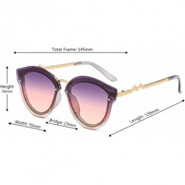 Oval Unisex Retro Cat Eye Metal Frame Oversized Plastic Lenses Sunglasses - A1purple Pink - CU18NELKOGL $10.56
