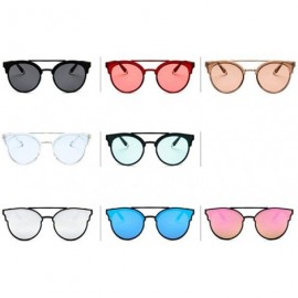 Cat Eye Women Fashion Round Cat Eye Sunglasses with Case UV400 Protection Beach - Black Frame/Green Lens - CH18WQID3GI $25.26