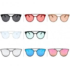 Cat Eye Women Fashion Round Cat Eye Sunglasses with Case UV400 Protection Beach - Black Frame/Green Lens - CH18WQID3GI $37.38