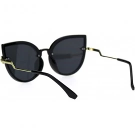 Cat Eye Womens Oversize Cat Eye Bolt Crooked Arm Designer Sunglasses - Black Solid Black - CN18SSEHUG9 $13.07