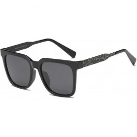 Oversized Unisex Polarized Sunglasses Square UV400 Brand Designer Sun glasses - Black - CU18H8GUL55 $29.06