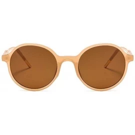 Round Women Fashion Eyewear Round Beach Sunglasses with Case UV400 Protection - Jelly Brown Frame/Brown Lens - CM18WO5SZL8 $1...