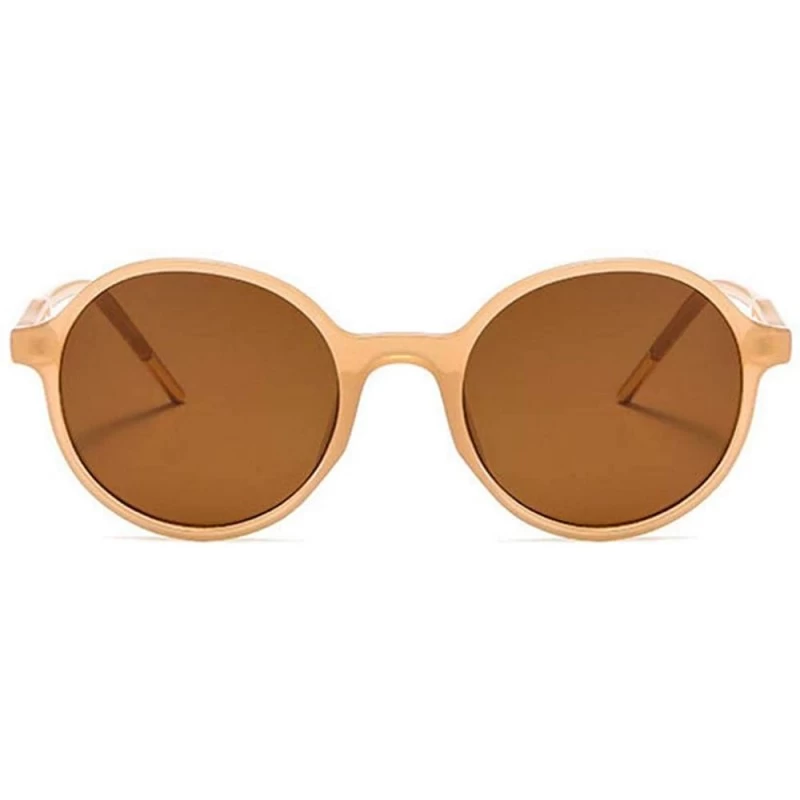 Round Women Fashion Eyewear Round Beach Sunglasses with Case UV400 Protection - Jelly Brown Frame/Brown Lens - CM18WO5SZL8 $1...