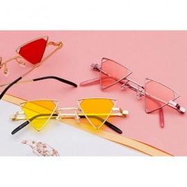 Oval Vintage Punk Styles Women Triangle Sunglasses Fashion Men Hollow Out Red Lens Sun glasses UV400 - C03 Gold Yellow - C618...