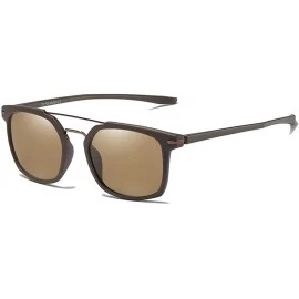 Square Driving Shades Male Sun Glasses Polarized Men Sunglasses TR90 Birthday Gift - Brown - C918M3WMOH6 $21.90
