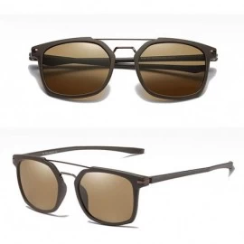 Square Driving Shades Male Sun Glasses Polarized Men Sunglasses TR90 Birthday Gift - Brown - C918M3WMOH6 $14.50