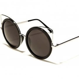 Round Old Fashioned Stylish Elegant Womens Round Cat Eye Sunglasses - Black / Black - C318ECDQO6H $22.93