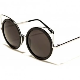 Round Old Fashioned Stylish Elegant Womens Round Cat Eye Sunglasses - Black / Black - C318ECDQO6H $9.29