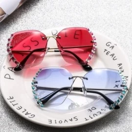 Rimless Rhinestone Side Sunglasses for Woman with Colorful Diamond Rimless Gradient Lens Eyewear UV Protection - CL190HE7U52 ...