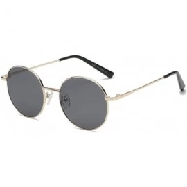 Round Classic Metal Circle Round Fashion Sunglasses - Smoke Black - C4196S8XYR2 $26.19