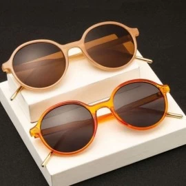 Round Women Fashion Eyewear Round Beach Sunglasses with Case UV400 Protection - Orange Strip Frame/Brown Lens - CZ18WKORS50 $...
