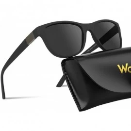 Round Polarized Sport Sunglasses for Men TR90 Frame Retro Driving Fishing Sun Glasses - Black - C11948HA4D2 $14.46