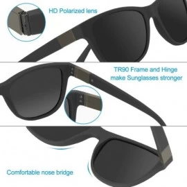 Round Polarized Sport Sunglasses for Men TR90 Frame Retro Driving Fishing Sun Glasses - Black - C11948HA4D2 $14.46