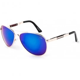 Aviator Glutam" Flash - Modern Aviator Style Fashion Sunglasses with Flash/Mirror Lenses - Blue - CV17YKHM8QR $18.16