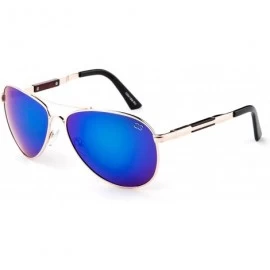 Aviator Glutam" Flash - Modern Aviator Style Fashion Sunglasses with Flash/Mirror Lenses - Blue - CV17YKHM8QR $8.21