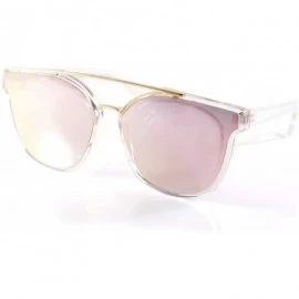 Oversized Horn Rimmed Gradient Mirror Lens Cat-Eye Aviator Couple Sunglasses A198 - Clear/ Pink Rv - C518EM3OWMW $11.78