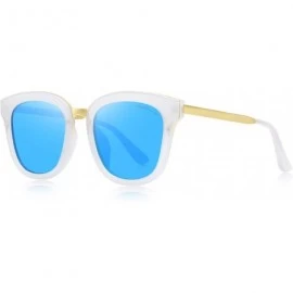 Square Women Polarized Sunglasses Cat eye Sun glasses Metal Temple S6082 - Blue - CD180A3484I $17.65
