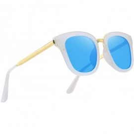 Square Women Polarized Sunglasses Cat eye Sun glasses Metal Temple S6082 - Blue - CD180A3484I $17.65