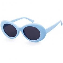 Goggle UV400 Clout Goggles Bold Retro Oval Mod Thick Frame Sunglasses - Blue Frame&black Lens - CA18D32NQQW $12.35