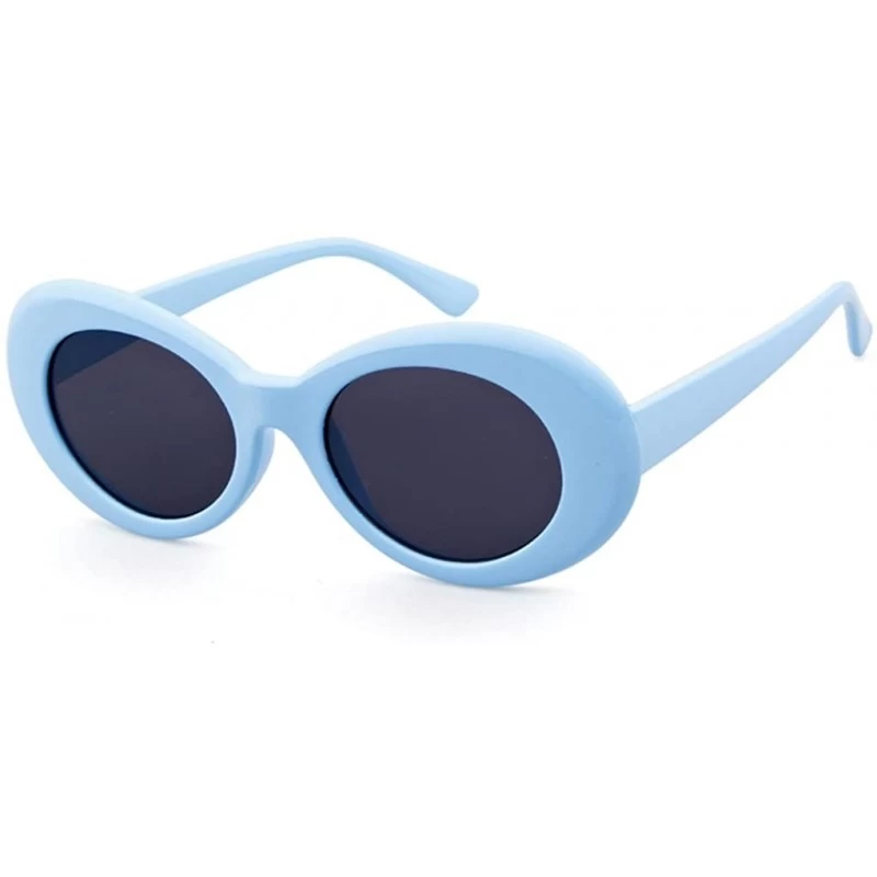 Goggle UV400 Clout Goggles Bold Retro Oval Mod Thick Frame Sunglasses - Blue Frame&black Lens - CA18D32NQQW $12.35