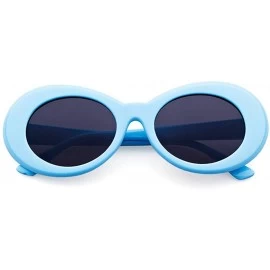 Goggle UV400 Clout Goggles Bold Retro Oval Mod Thick Frame Sunglasses - Blue Frame&black Lens - CA18D32NQQW $12.35