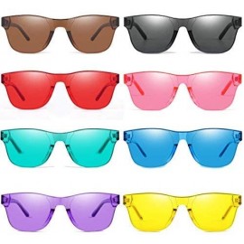 Rimless Oversized Square Candy Colors Glasses Rimless Frame Unisex Sunglasses Elton John - Small Red - CX18E0II9MI $10.25