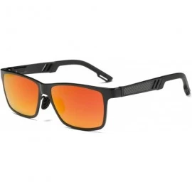 Square Men's Hot Retro Driving Polarized Wayfarer Sunglasses Aluminum magnesium Frame A6560 - Black-red - CU18K508M24 $31.93